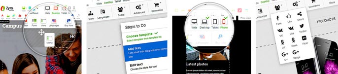 Screenshots of 000webhosts's site builder