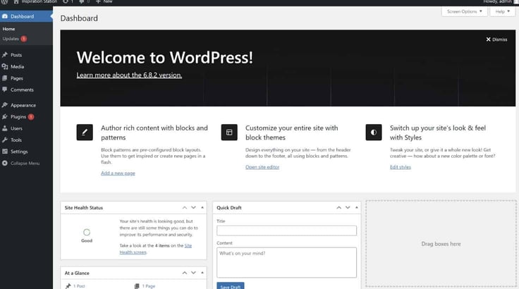 WordPress interface