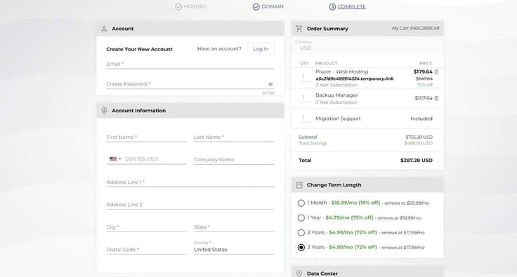 InMotion cheap hosting in cart