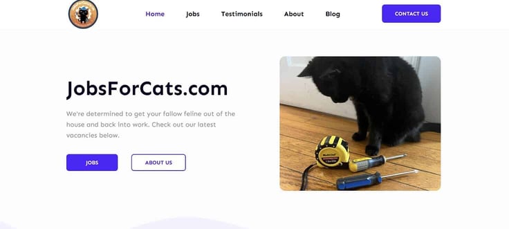 Jobforcats.com homepage