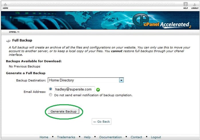 Choose where to store the backup Choose where to store the backup