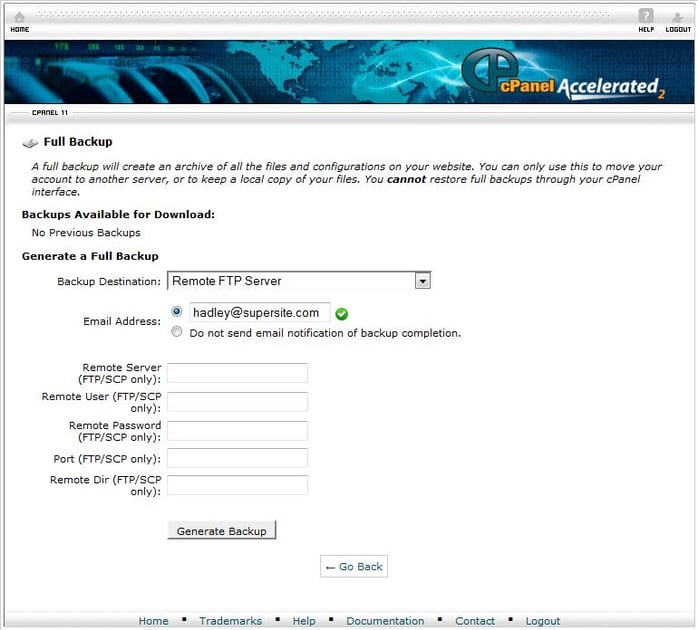 Choose where to store the backup Choose where to store the backup
