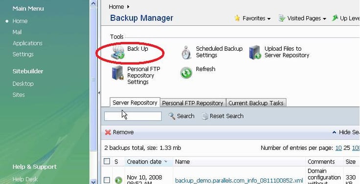 Scheduled Backup Settings Scheduled Backup Settings