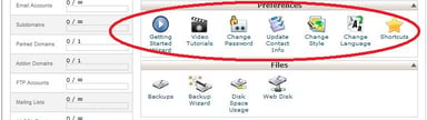 Preferences panel