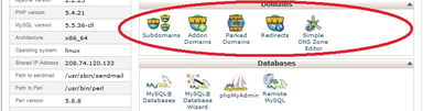 Domains, subdomains and redirect settings