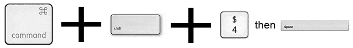 cmd + shift + 4 + space cmd + shift + 4 + space