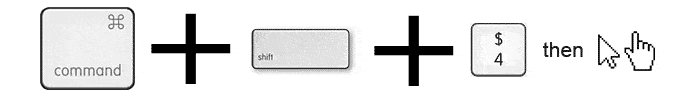 cmd + shift+ 4 cmd + shift+ 4