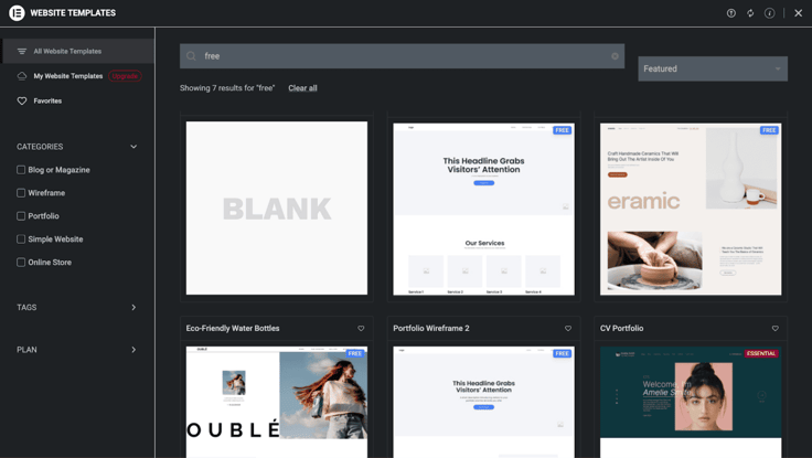 Elementor site editor