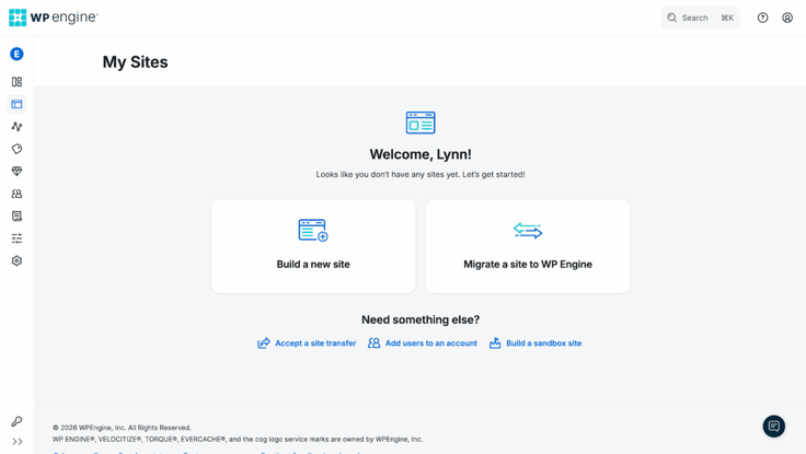 My Sites dashboard