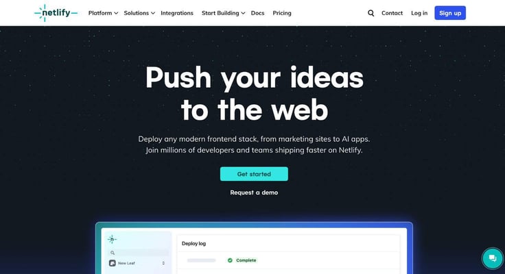 Netlify homepage Netlify homepage