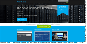 Microsoft Azure Website Screen Grab