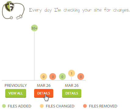 CodeGuard Backup Dashboard Click on Details of First Backup