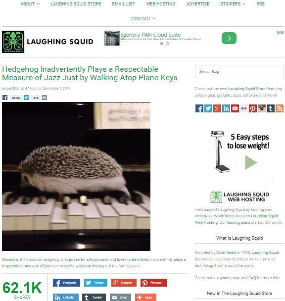 Laughing Squid blog screenshot