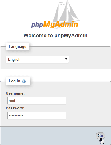 phpMyAdmin Login as root User phpMyAdmin Login as root User