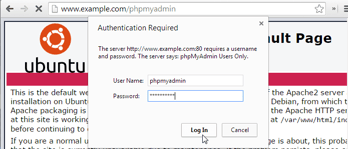 phpMyAdmin Login htaccess Password Prompt