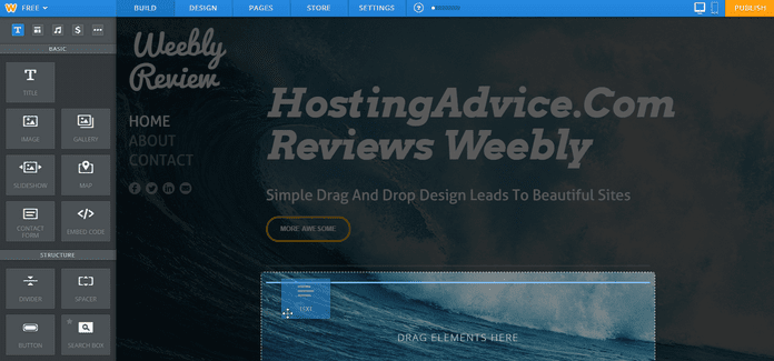 Weebly Drag-and-Drop Editor Adding Text Element