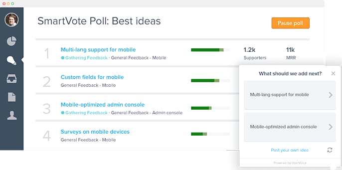 UserVoice 3.0 SmartVote Poll Screenshot UserVoice 3.0 SmartVote Poll Screenshot