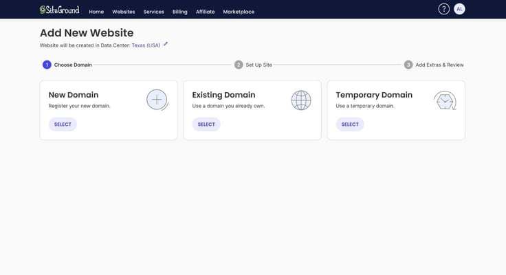 SiteGround domain setup