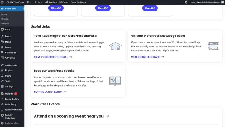 SiteGround WordPress backend