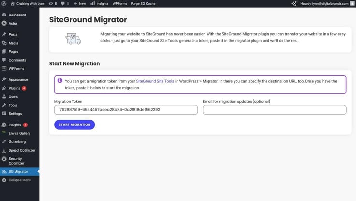 SiteGround migrator plugin