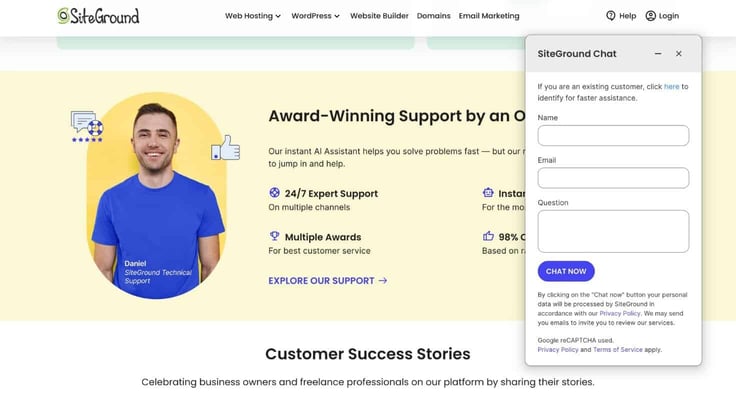 SiteGround customer support