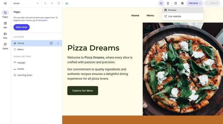 SiteGround site editor