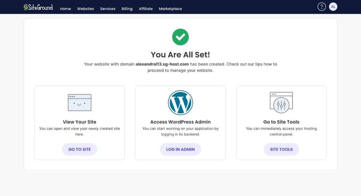 SiteGround website setup