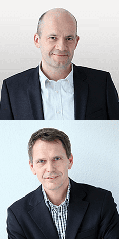Headshots of the Co-Founders of Open-Xchange, CEO Rafael Laguna and EVP Frank Hoberg