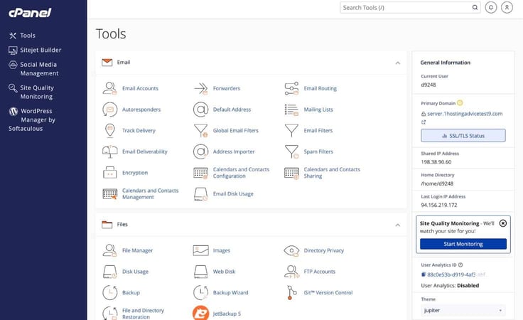 cpanel dashboard cpanel dashboard