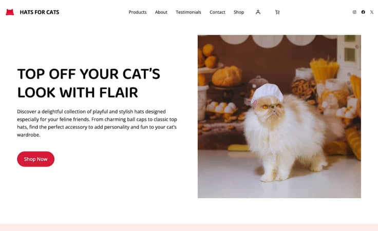Hats for Cats website Hats for Cats website