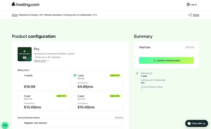 Site builder plan in cart Site builder plan in cart