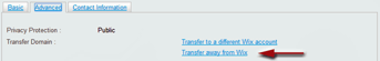 Advanced Domain Settings for Wix - transfer away from Wix