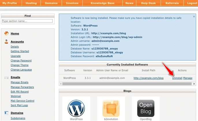 Uninstalling WordPress in cPanel Uninstalling WordPress in cPanel