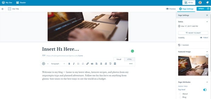 Screenshot of WordPress.com editor Screenshot of WordPress.com editor
