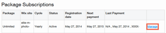 Manage Wix Package Subscription Settings