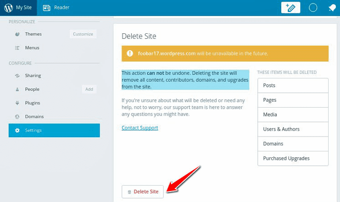 Screenshot of WordPress.com Settings Screenshot of WordPress.com Settings