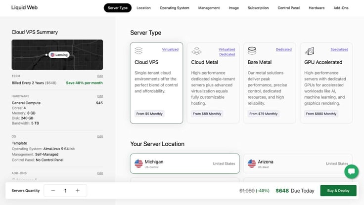 Liquid Web cloud VPS cart Liquid Web cloud VPS cart
