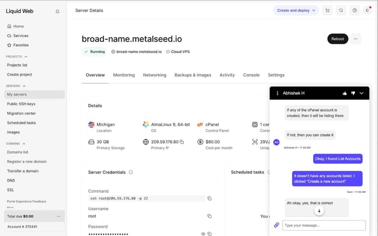 Liquid Web customer support Liquid Web customer support