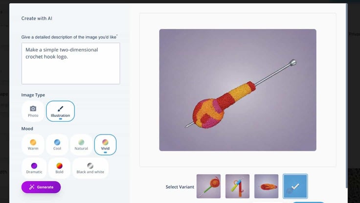 Screenshot of the AI logo maker in Canva