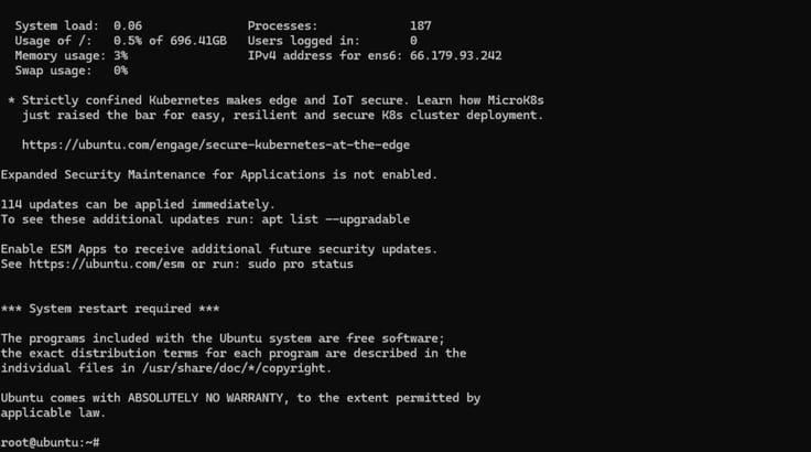 A screenshot of the command line