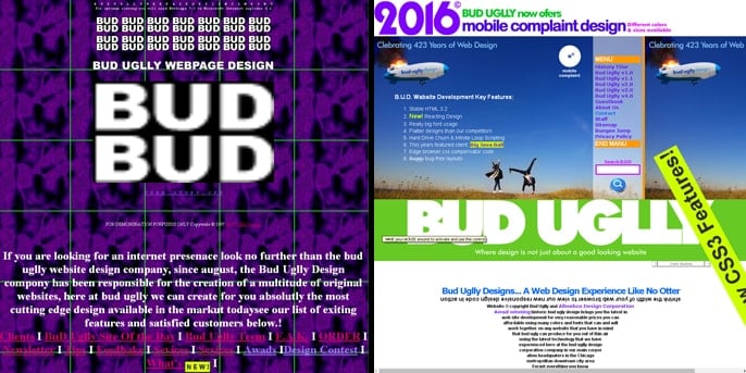 The 1996 and 2016 Versions of BudUgllyDesign.com The 1996 and 2016 Versions of BudUgllyDesign.com