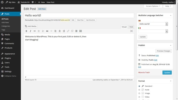 WordPress Backend WordPress Backend