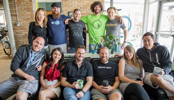 Casual group picture of Name.com employees Casual group picture of Name.com employees