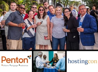 Group shots of team networking, brought to you by Penton and HostingCon