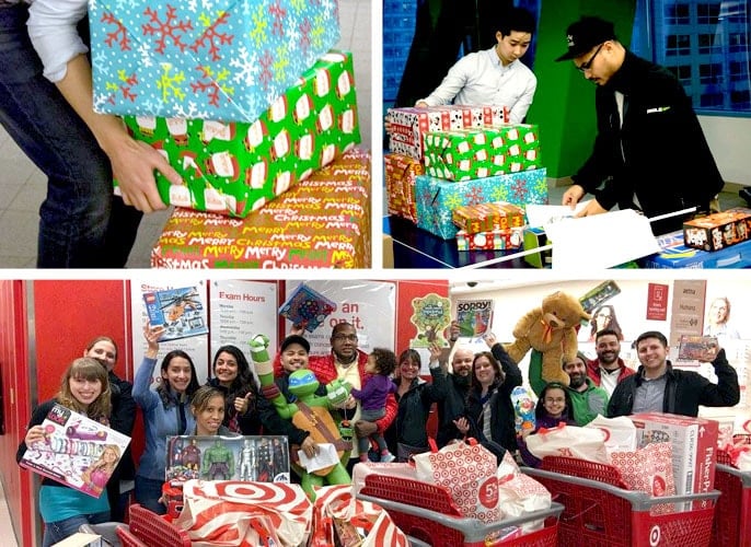 Employees buy, wrap, and deliver presents Employees buy, wrap, and deliver presents