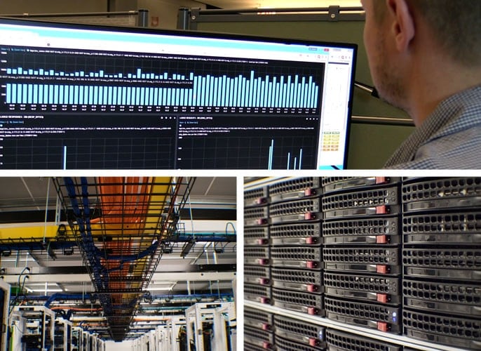 SingleHop monitoring, cables, and servers at one of their datacenters SingleHop monitoring, cables, and servers at one of their datacenters