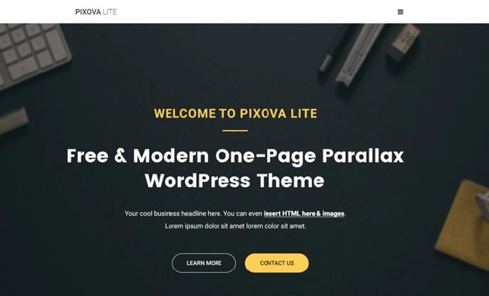 Pixova Lite WordPress theme screenshot Pixova Lite WordPress theme screenshot