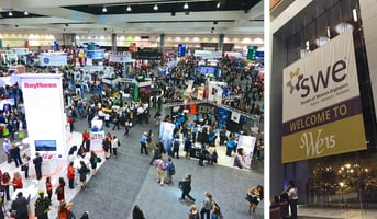 Shots of a career fair and WE15