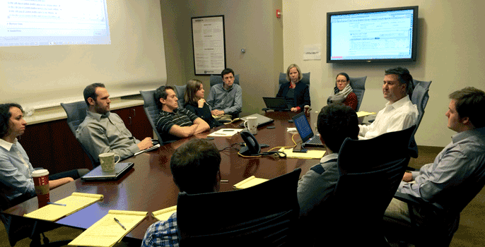 A Brafton content marketing team meets in a conference room A Brafton content marketing team meets in a conference room
