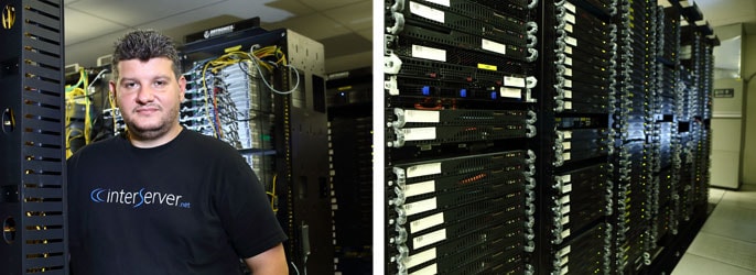 Mike poses in the datacenter he designed and built out Mike poses in the datacenter he designed and built out